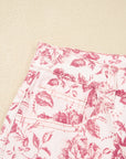 Floral Denim High Waist Pants