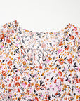 Boho Floral 3/4 Sleeve V‑Neck Maxi Dress
