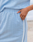 Textured Contrast Trim Crewneck Tee & Pocketed Skirt Set