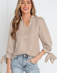 Blair Tied Cuffs Seersucker Blouse