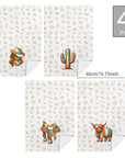 Set of 4 Minimalistic Western Highland Cow Cattle Brands Kitchen Towels Made in America