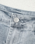 Scalloped Acid Wash High Waist Denim Shorts