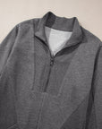 Solid Ribbed Patchwork Pocketed Sweatshirt Dress
