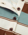 Stripe Polo Collar Tee and Patchwork Shorts Set