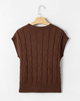 Cable Knit Textured Crew Neck Sweater Top