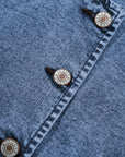 Western Denim Button Front Slit Sleeveless Vest