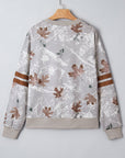 Salem Striped Sleeve Casual Sweatshirt