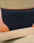 Western Wool Felt Horse Saddle Pad Alligator Print Leather 30 X 30