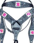 HILASON Western Horse Headstall Breast Collar Set Tack Genuine American Leather