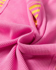 Stripe Patchwork Waffle Knit Loose T-Shirt