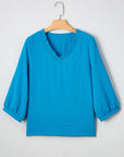 Clara V Neckline Crinkled Blouse