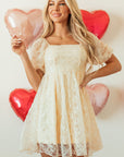 Winter Bubble Sleeve Square Dress