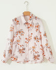 Floral Silky Button-Up Long Sleeve Shirt