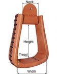 HILASON Western Saddle Black Leather Covered Horse Saddle Stirrups Pair | Leather Horse Stirrups | Full-Grain Leather Stirrups | Wide Tread Stirrups | Stable Riding Stirrups