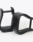 HILASON Western Saddle Black Leather Covered Horse Saddle Stirrups Pair | Leather Horse Stirrups | Full-Grain Leather Stirrups | Wide Tread Stirrups | Stable Riding Stirrups