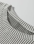 Ribbed Knit Crewneck Long Lantern Sleeve Top