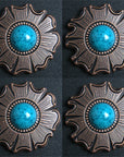 Western Screw Back Concho 1.5 In. Turquoise Stone Floral Saddle Cowgirl