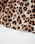 Cheetah Colorblock V-Neck Balloon Sleeve Babydoll Blouse
