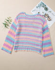 Stripe Open-Knit Beach Cover-Up Sweater