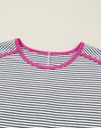 Stripe Contrast Trim Round Neck Shirt