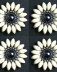 Western Screw Back Concho 1.25 In Black White Floral Silver Saddle