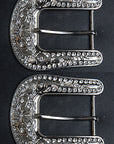 Hilason Western Crystal Bling Silver Belt Buckle (1.5 Inch Opening)