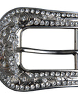 Hilason Western Crystal Bling Silver Belt Buckle (1.5 Inch Opening)