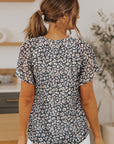 Ellie Flutter Sleeve V Neck Floral Blouse