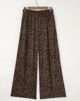 Leopard Elastic High Waist Loose Corduroy Pants