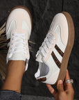 Lila Leather Patchwork Flat Sneakers