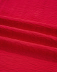 Solid Collared V-Neck Smocked 3/4 Sleeve Top