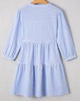Kaia Stripe Bracelet Sleeve Tiered Dress with Pockets