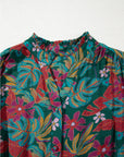 Floral Frilled V-Neck Puff Sleeve Ruffle Shirt Dress