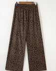 Leopard Elastic High Waist Loose Corduroy Pants