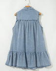 Clare Sleeveless Ruffled Chambray Dress