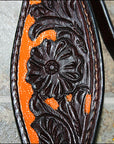Hilason Western Horse Headstall & Breast Collar American Leather Orange Hand Paint