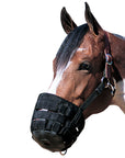 Small Weaver Horse Nylon Rubber Lined Grazing Muzzle W/ Leather Crown Black