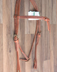 Hilason Hermann Oak Leather Chicago Screw Cheek Horse Knotted Browband Headstall