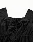 Plus Size Ruched Lace-Up Short Sleeve Midi Dress