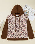 Plus Size Leopard Knit Patchwork Hoodie