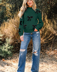 Bow Pearl Embellished Drop Shoulder Sweater