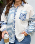Livia Striped Patchwork Casual PLUS Shirt