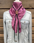 35X35" Solid Rose Wild Rag / Scarf - Leather Slide and Bolo Tie
