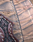 44" Roper Mens Basketweave Top Grain Leather Belt Bark Design 1 1/2" Wide Brown