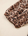 Leopard Bow-Tie Puff Sleeve Blouse