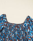 Floral Smocked Bodice Ruffle Sleeve Dress