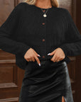 Textured Knit Button-Up Long Sleeve Sweater Cardigan