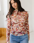 Virginia Floral Print Mesh Long Sleeve Top