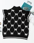 Bow Quarter-Zip Short Sleeve Sweater