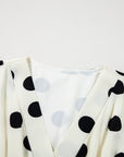 Polka Dot Surplice V-Neck Puff Sleeve Mini Dress